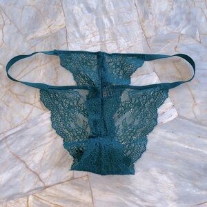 Victoria‎ Secret Small Lace Mesh V-String Thong Panty Very Sexy underwear green